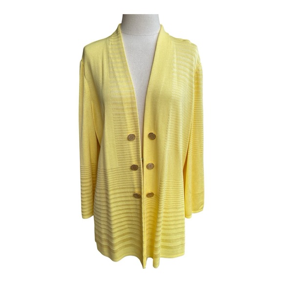 Misook Matte And Shine Knit Jacket With Decorative Gold Buttons Retail $408 - Picture 2 of 4